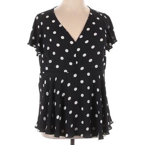 Torrid Black and White Polka Dot Peplum Top Size 2